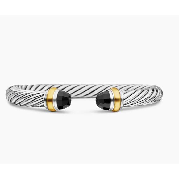 Authentic David Yurman 7mm Classic Cable Bracelet with Black Onyx & Yellow Gold - Picture 6 of 16